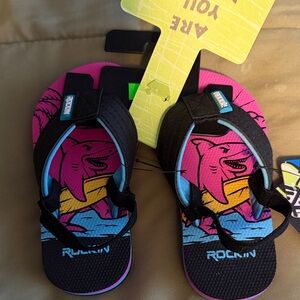 Kids Flip Flops - Black and Pink